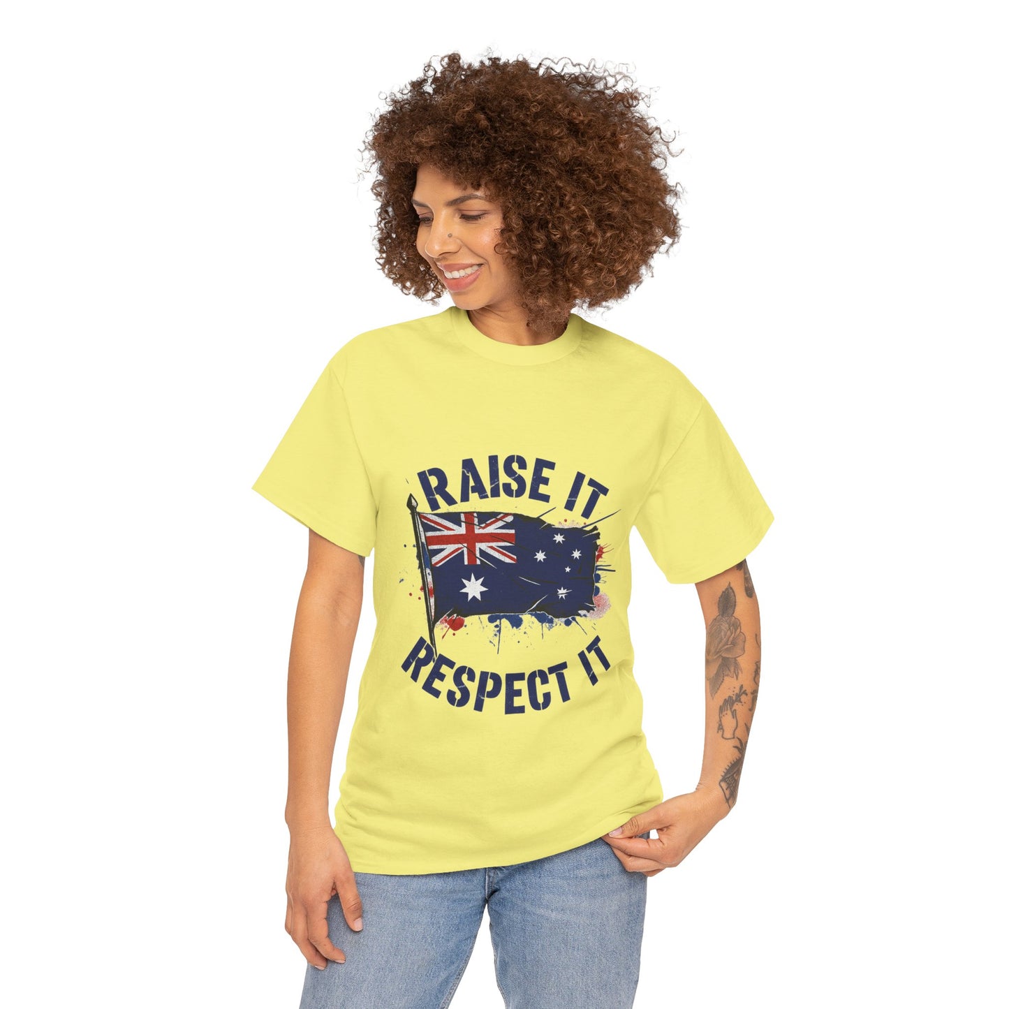 Raise It Respect It Australia Flag Unisex Graphic Tee Cotton T-Shirt