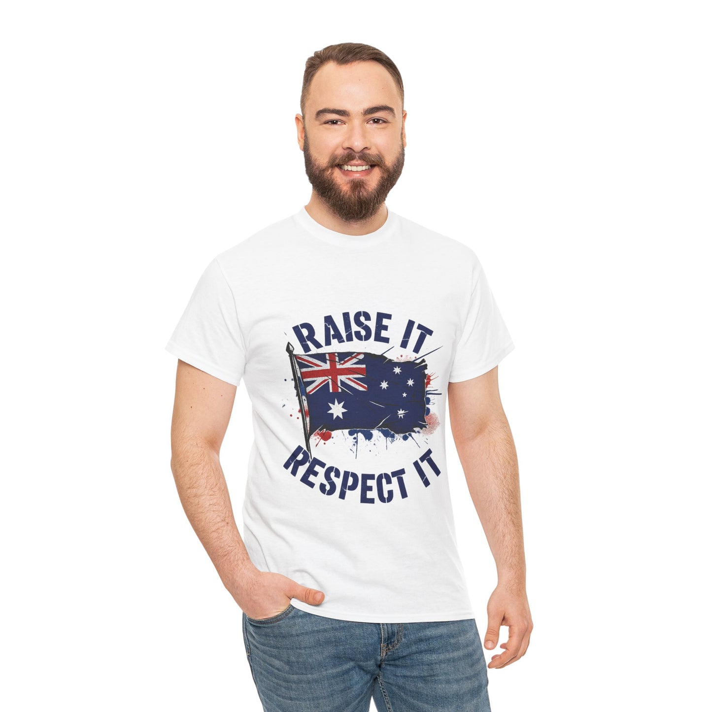Raise It Respect It Australia Flag Unisex Graphic Tee Cotton T-Shirt