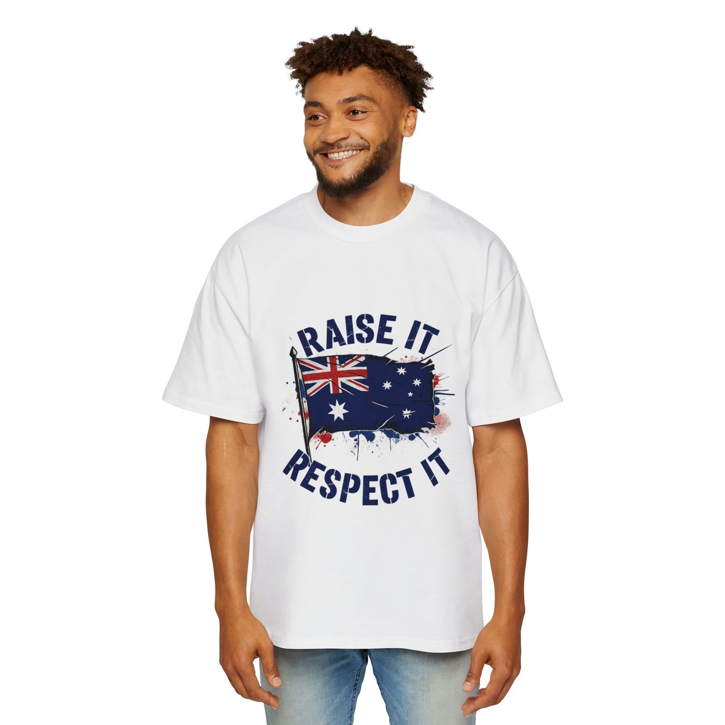 Raise It Respect It Australia Flag Men's Heavy Oversized Tee T-Shirt