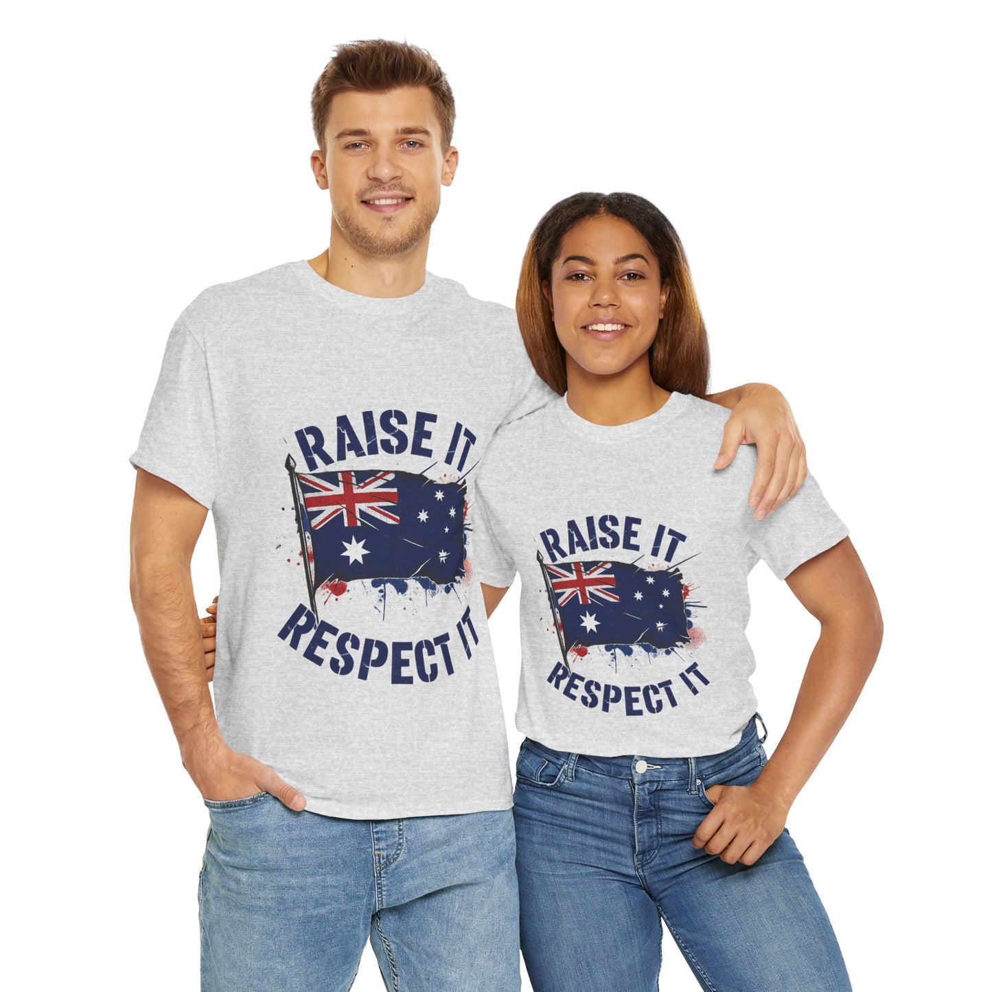 Raise It Respect It Australia Flag Unisex Graphic Tee Cotton T-Shirt