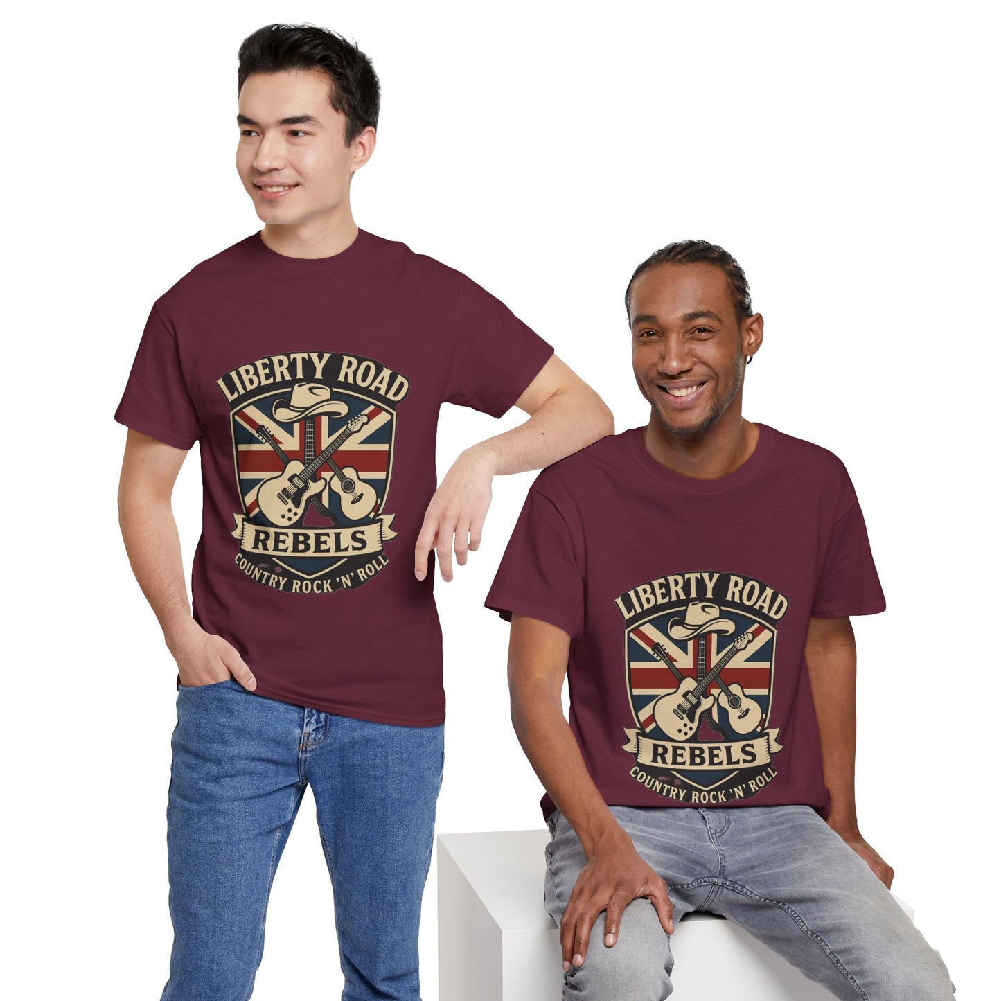 Liberty Road Rebels Britannia Rock 'n' Roll Rebels Tee Unisex Heavy Cotton T-Shirt