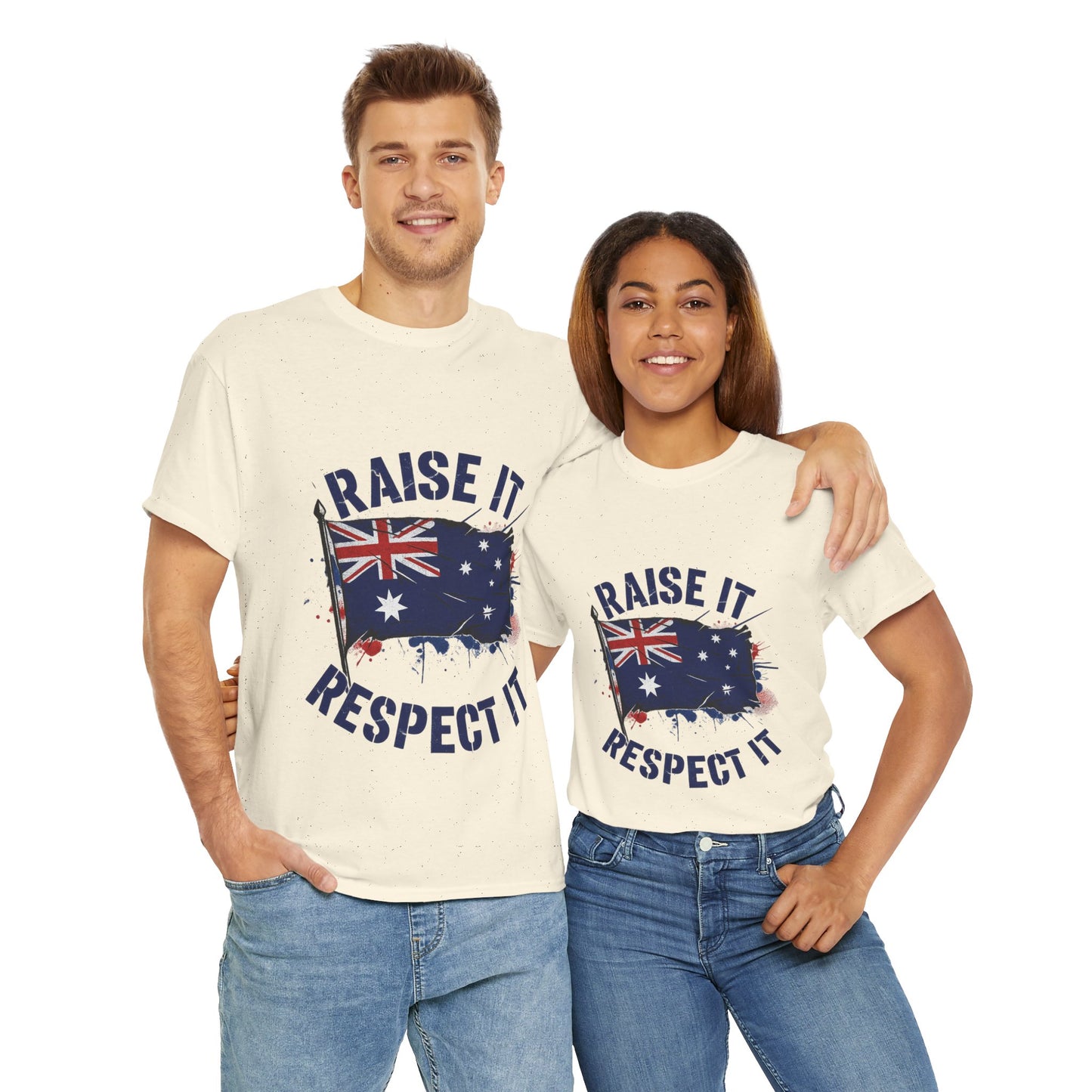 Raise It Respect It Australia Flag Unisex Graphic Tee Cotton T-Shirt