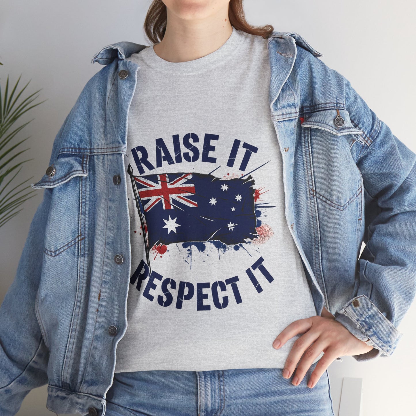 Raise It Respect It Australia Flag Unisex Graphic Tee Cotton T-Shirt