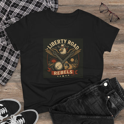 Liberty Road Rebels Vintage Americana Style Women's Midweight Cotton Tee T-Shirt