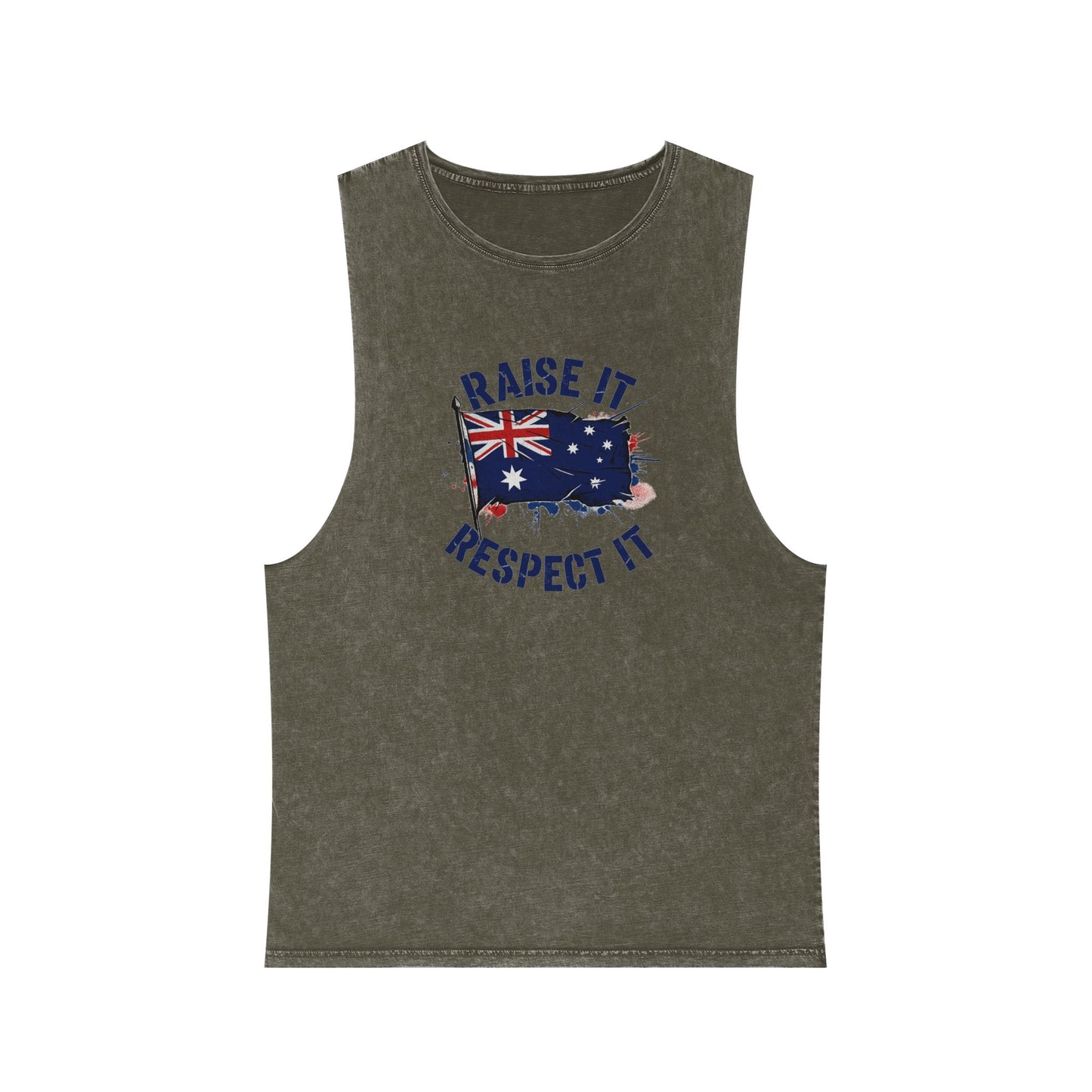 Raise It Respect It Australian Flag Unisex Stonewash Tank Top Singlet