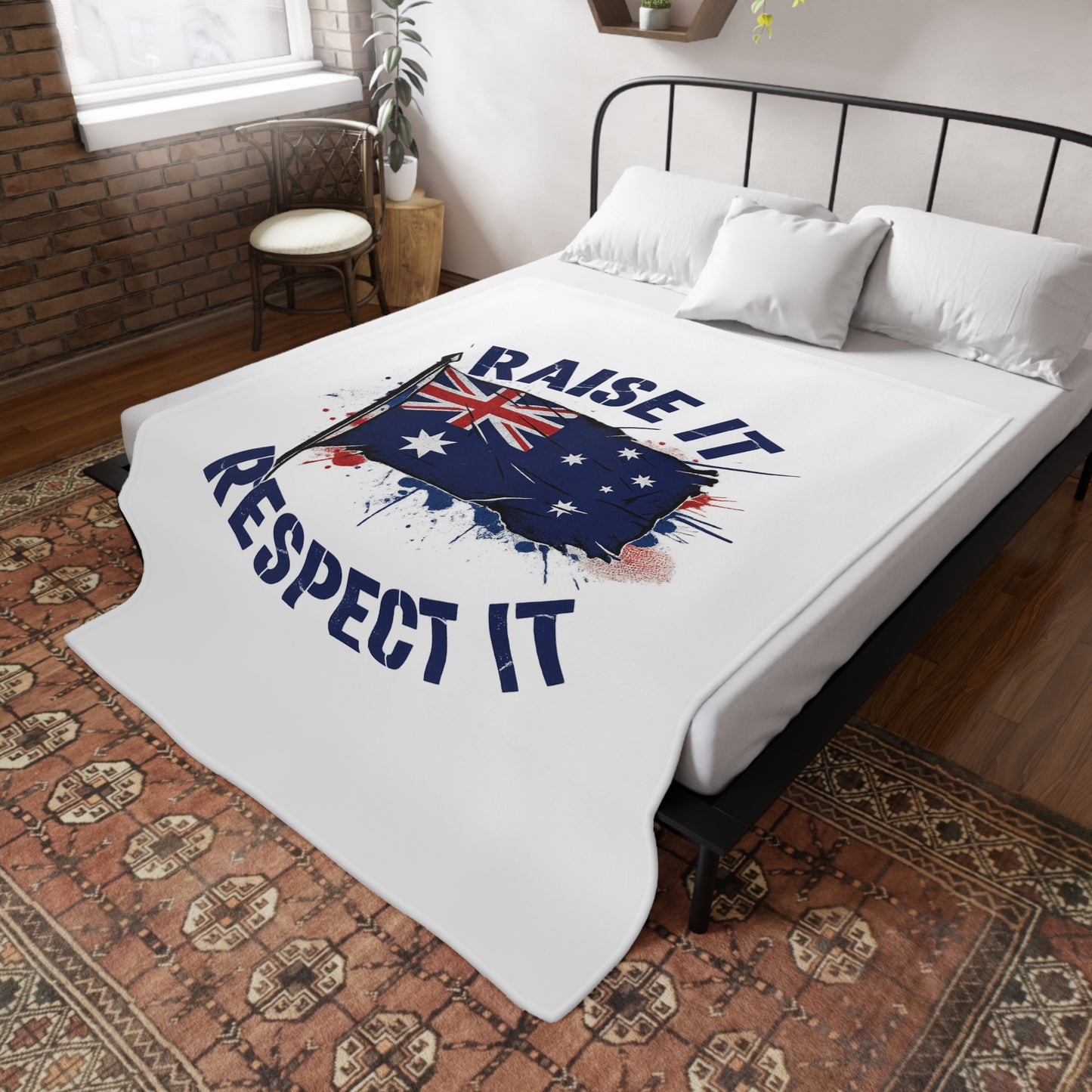 Raise It Respect it Australian Flag Plush Fleece Throw Blanket