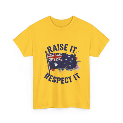 Raise It Respect It Australia Flag Unisex Graphic Tee Cotton T-Shirt