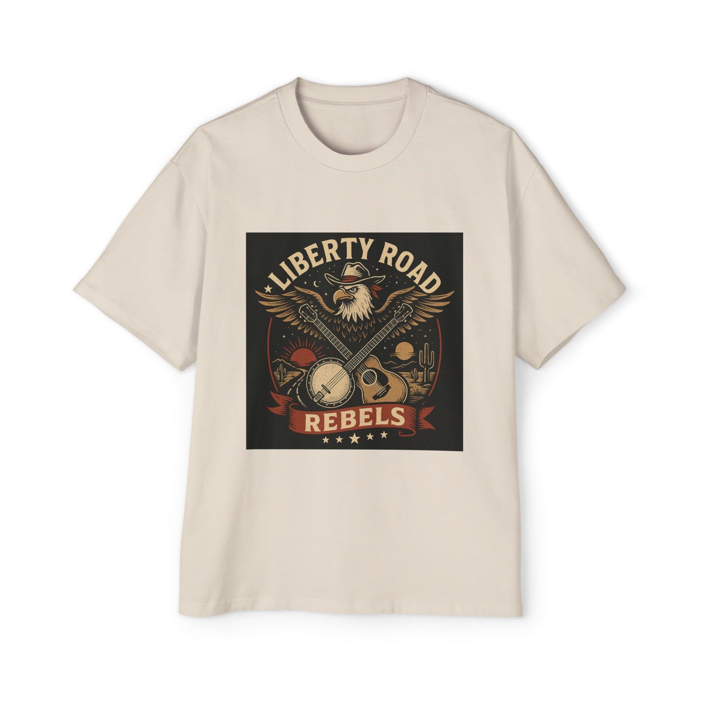 Liberty Road Rebels Vintage Americana Style Heavy Oversized Tee T-Shirt