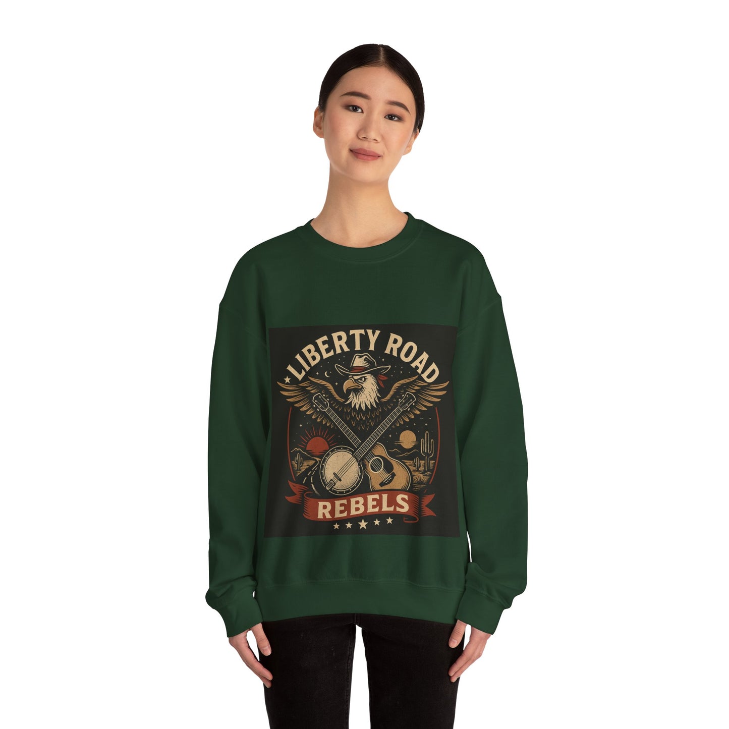 Liberty Road Rebels Vintage Americana Style Crewneck Sweatshirt