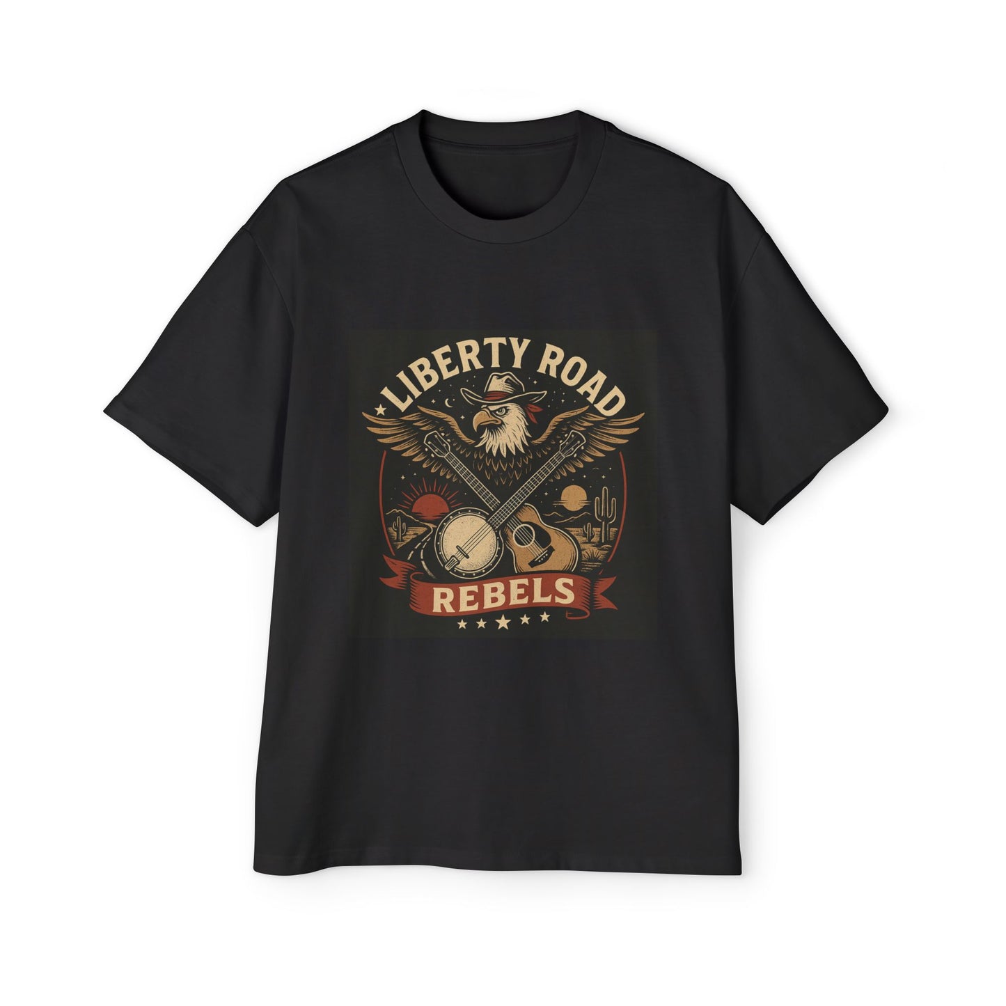 Liberty Road Rebels Vintage Americana Style Heavy Oversized Tee T-Shirt