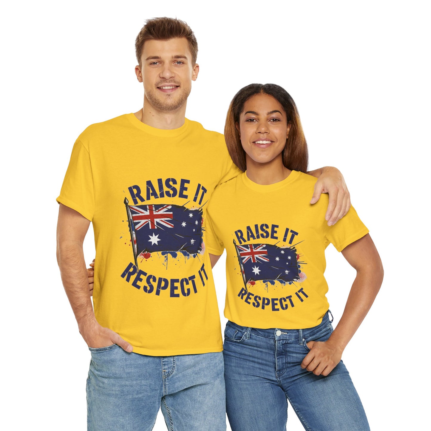 Raise It Respect It Australia Flag Unisex Graphic Tee Cotton T-Shirt