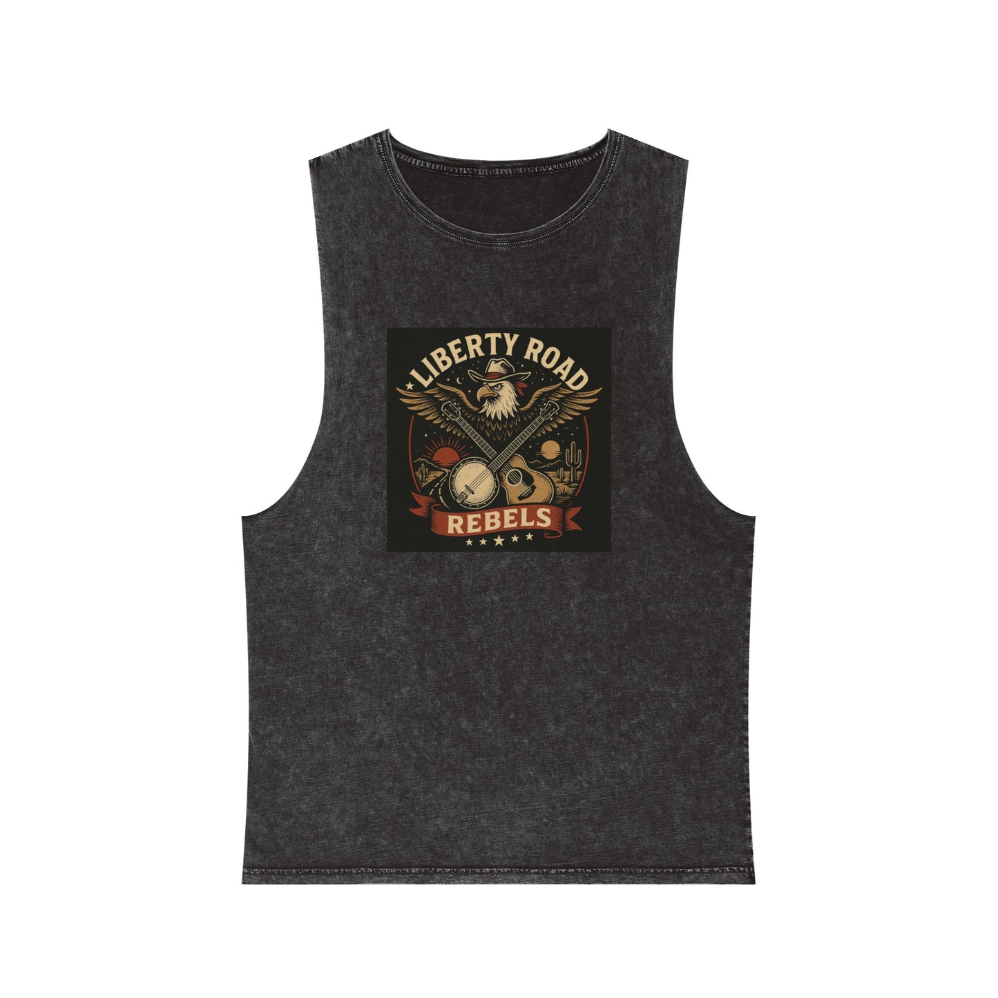 Liberty Road Rebels Vintage Americana Style Stonewash Tank Top Singlet
