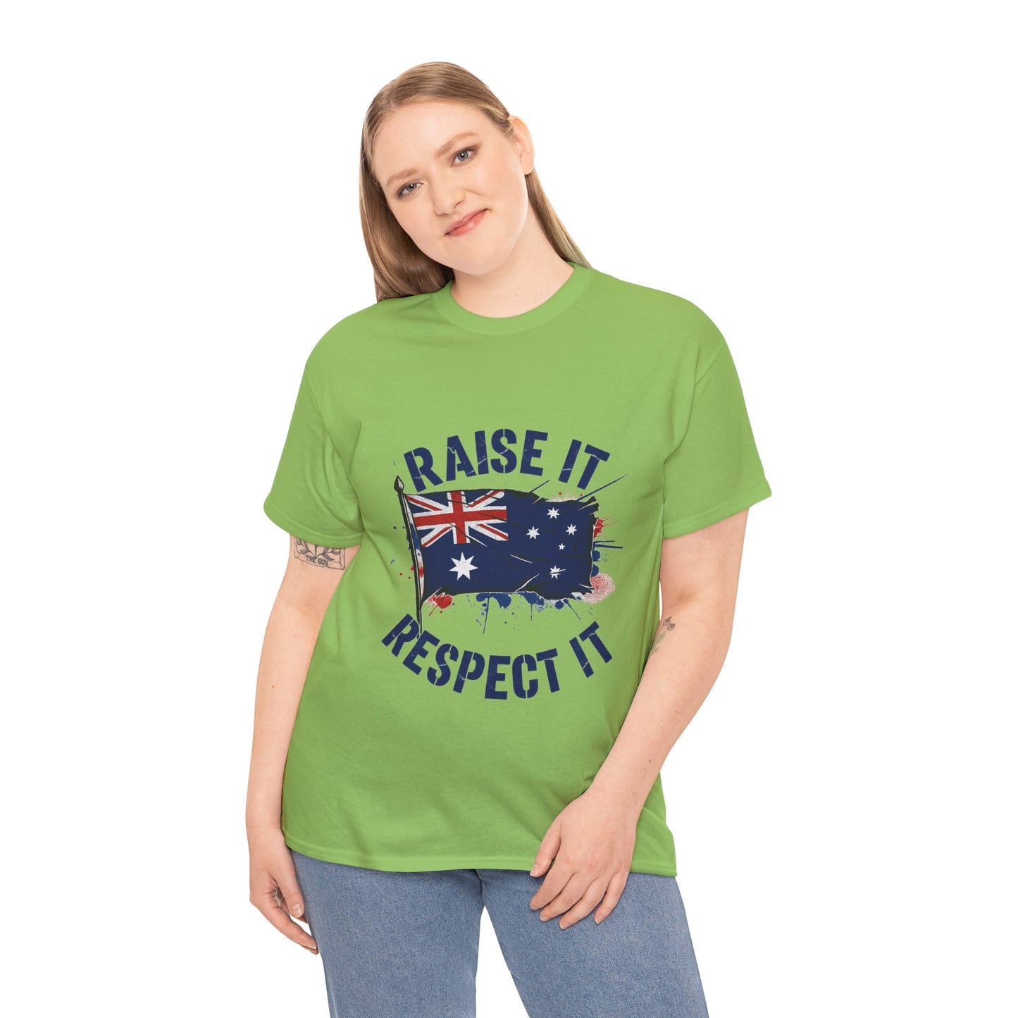 Raise It Respect It Australia Flag Unisex Graphic Tee Cotton T-Shirt