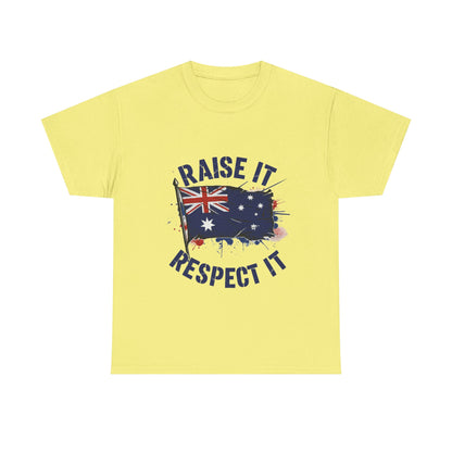 Raise It Respect It Australia Flag Unisex Graphic Tee Cotton T-Shirt