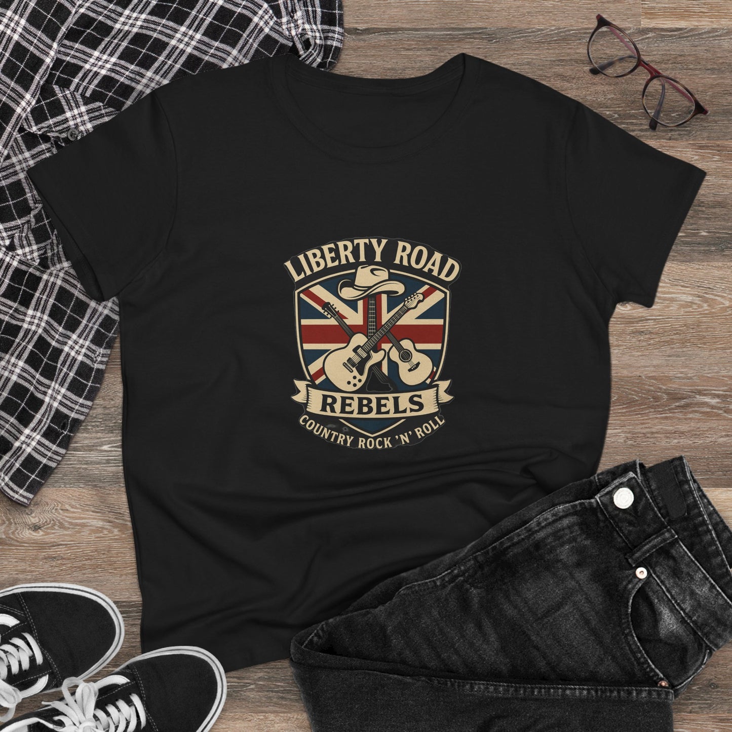 Liberty Road Rebels Britannia Women's Tee Vintage Style Cotton T-Shirt