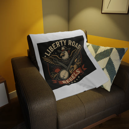 Liberty Road Rebels Vintage Americana Style Cozy Fleece Blanket