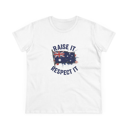 Raise It Respect It Australia Flag Women's Cotton Tee T-Shirt