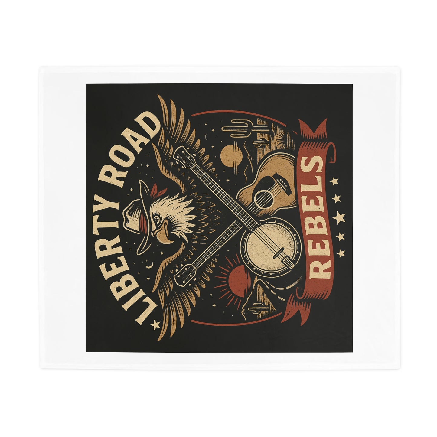 Liberty Road Rebels Vintage Americana Style Cozy Fleece Blanket