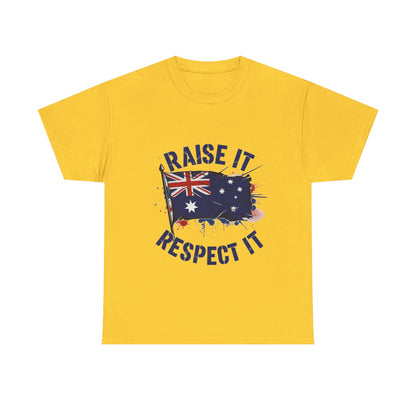 Raise It Respect It Australia Flag Unisex Graphic Tee Cotton T-Shirt