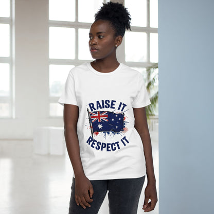 Raise It Respect It Patriotic Graphic Tee Women’s Maple T-Shirt
