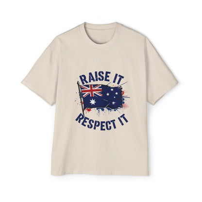 Raise It Respect It Australia Flag Men's Heavy Oversized Tee T-Shirt