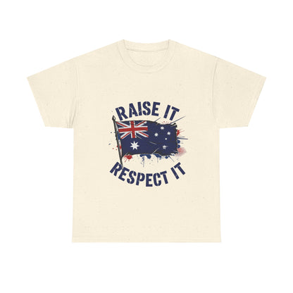 Raise It Respect It Australia Flag Unisex Graphic Tee Cotton T-Shirt