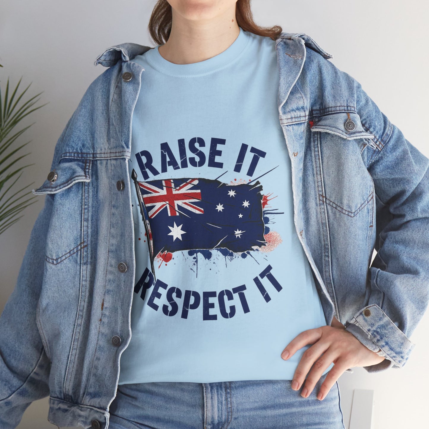 Raise It Respect It Australia Flag Unisex Graphic Tee Cotton T-Shirt