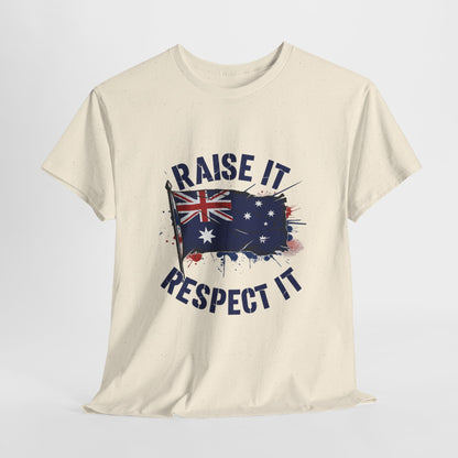 Raise It Respect It Australia Flag Unisex Graphic Tee Cotton T-Shirt