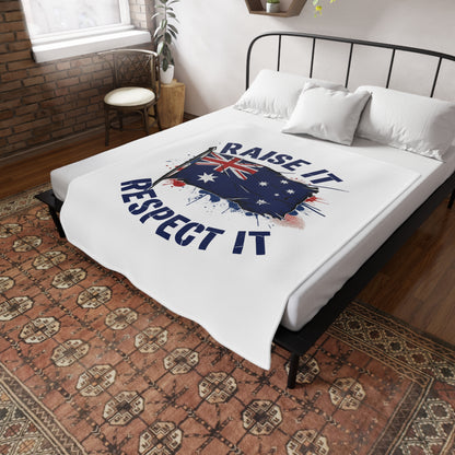 Raise It Respect it Australian Flag Plush Fleece Throw Blanket