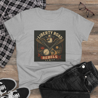 Liberty Road Rebels Vintage Americana Style Women's Midweight Cotton Tee T-Shirt