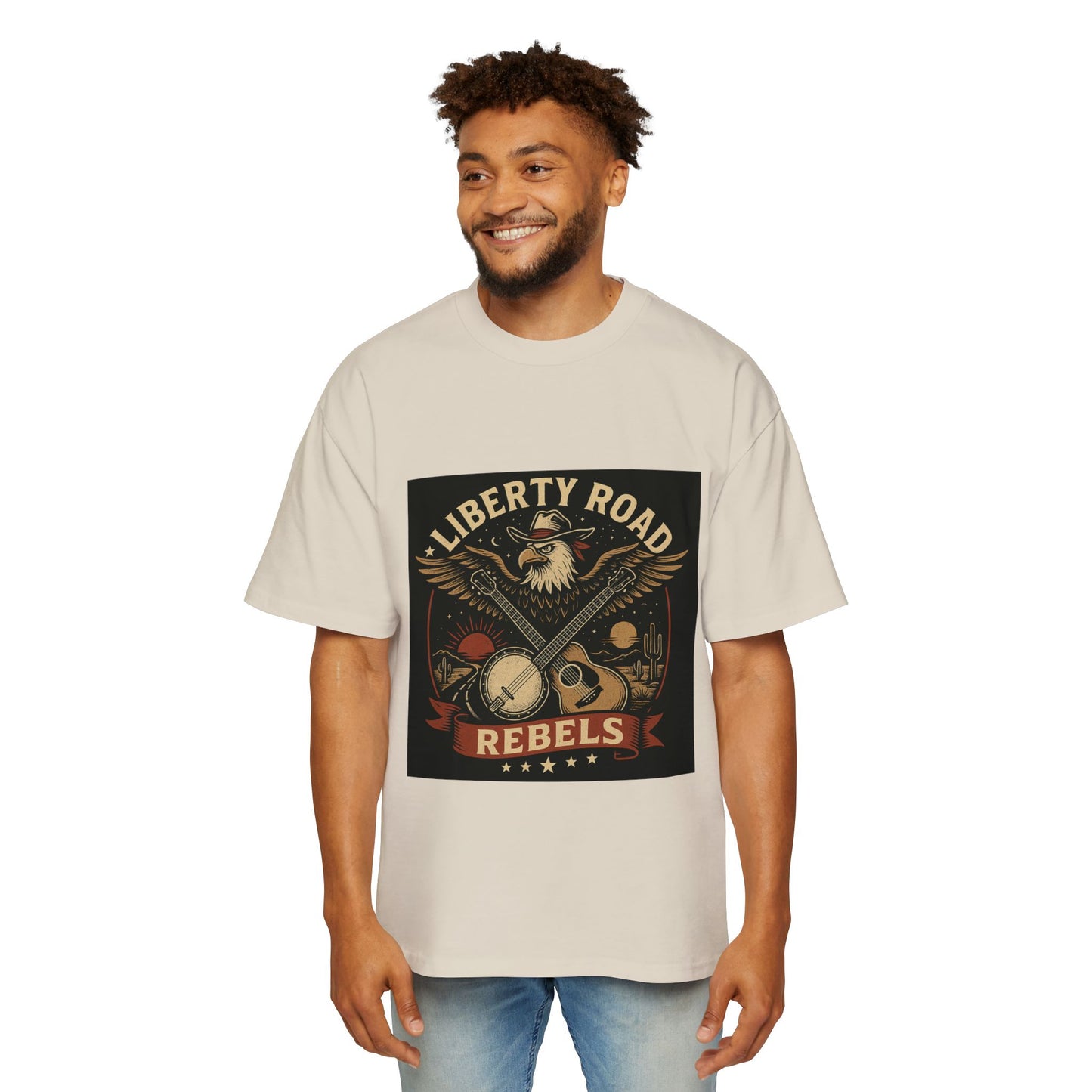 Liberty Road Rebels Vintage Americana Style Oversized Tee T-Shirt