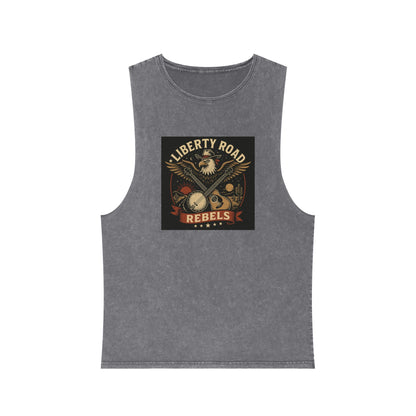 Liberty Road Rebels Vintage Americana Style Stonewash Tank Top Singlet