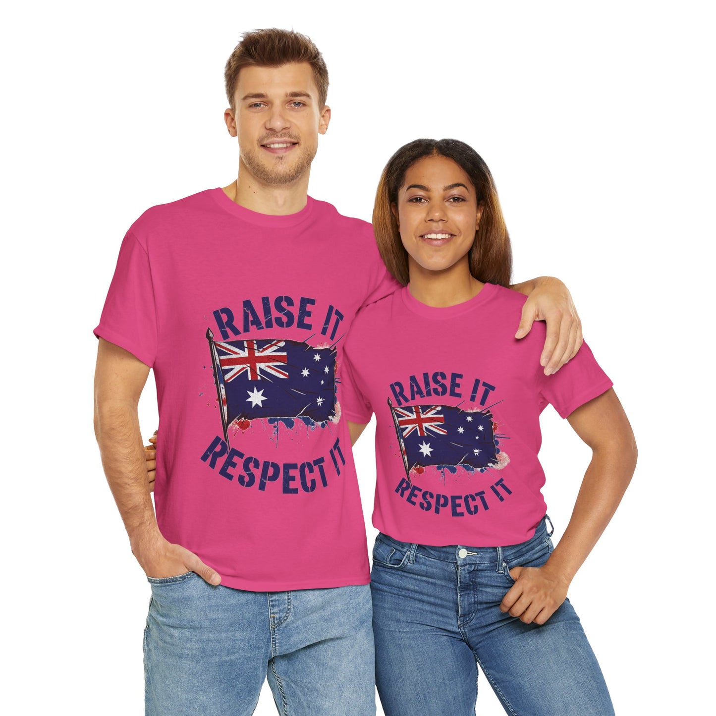 Raise It Respect It Australia Flag Unisex Graphic Tee Cotton T-Shirt