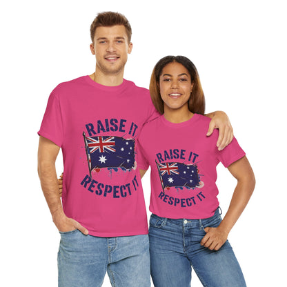 Raise It Respect It Australia Flag Unisex Graphic Tee Cotton T-Shirt