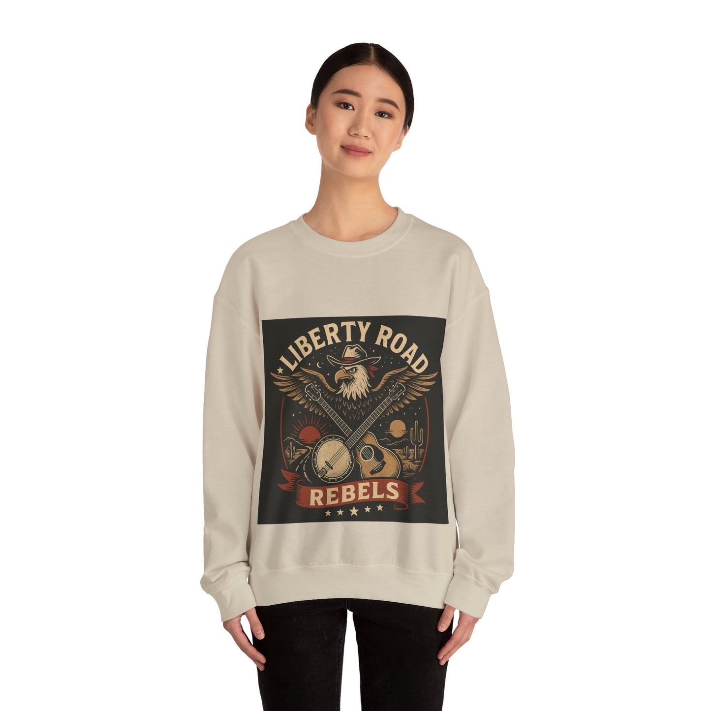 Liberty Road Rebels Vintage Americana Style Crewneck Sweatshirt
