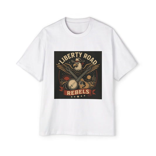 Liberty Road Rebels Vintage Americana Style Heavy Oversized Tee T-Shirt