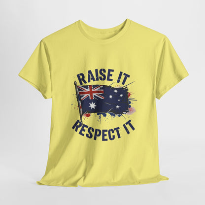 Raise It Respect It Australia Flag Unisex Graphic Tee Cotton T-Shirt