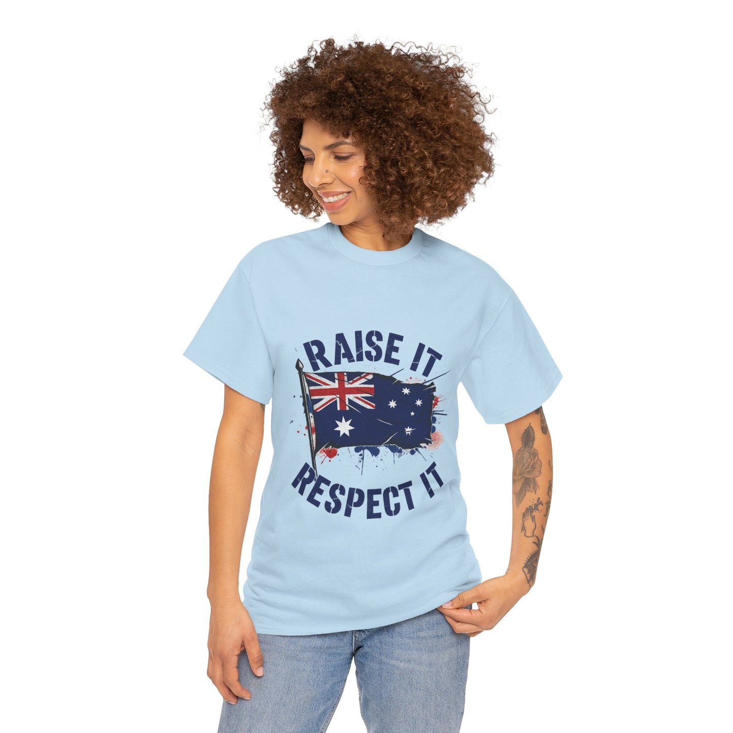 Raise It Respect It Australia Flag Unisex Graphic Tee Cotton T-Shirt