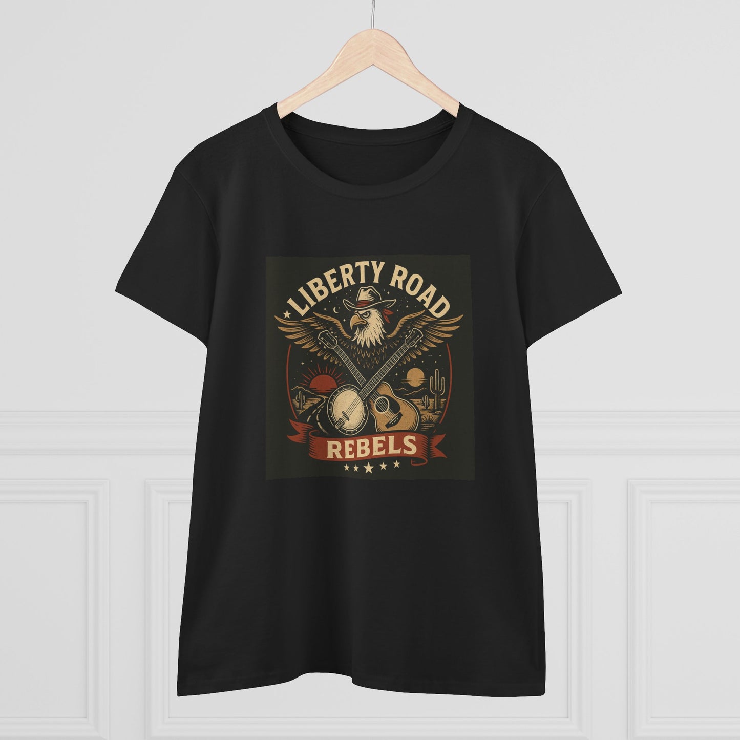 Liberty Road Rebels Vintage Americana Style Women's Midweight Cotton Tee T-Shirt