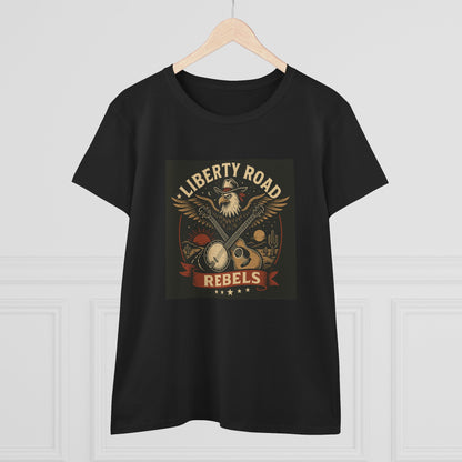 Liberty Road Rebels Vintage Americana Style Women's Midweight Cotton Tee T-Shirt