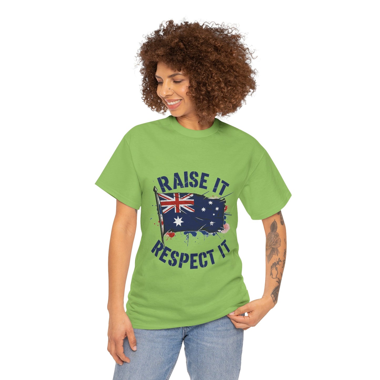 Raise It Respect It Australia Flag Unisex Graphic Tee Cotton T-Shirt