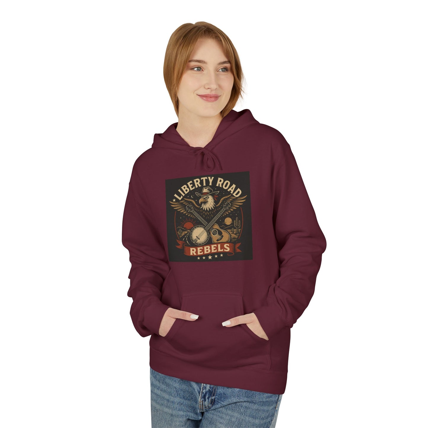 Liberty Road Rebels Vintage Americana Style Soft Fleece Hoodie