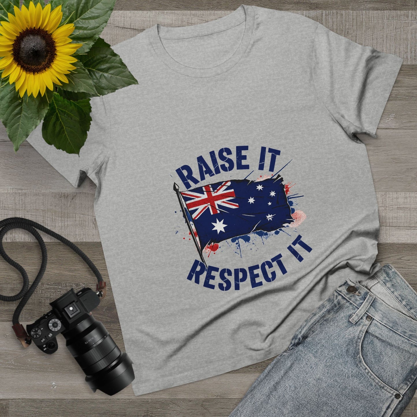 Raise It Respect It Patriotic Graphic Tee Women’s Maple T-Shirt