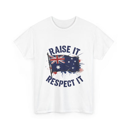 Raise It Respect It Australia Flag Unisex Graphic Tee Cotton T-Shirt