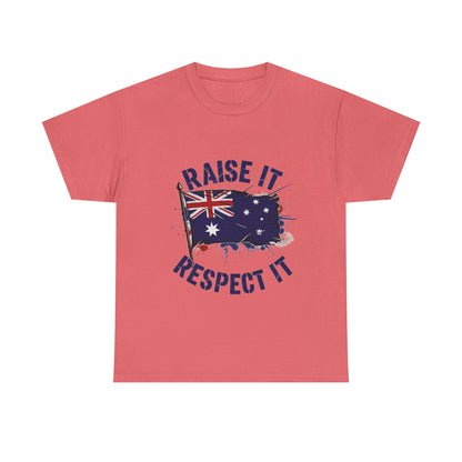 Raise It Respect It Australia Flag Unisex Graphic Tee Cotton T-Shirt