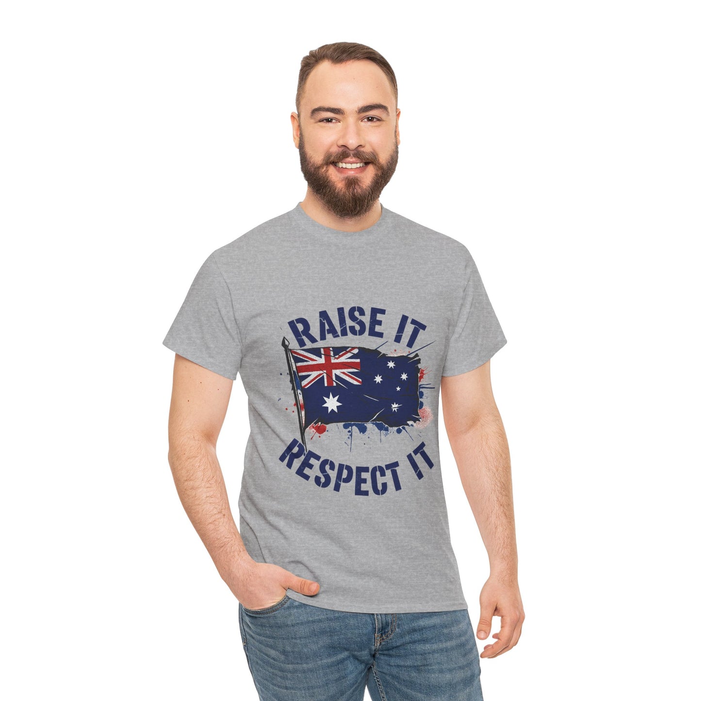 Raise It Respect It Australia Flag Unisex Graphic Tee Cotton T-Shirt