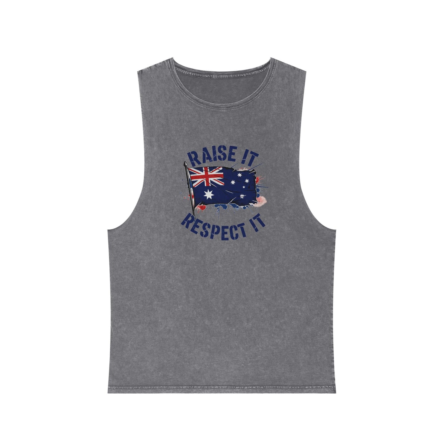 Raise It Respect It Australian Flag Unisex Stonewash Tank Top Singlet