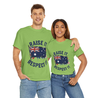 Raise It Respect It Australia Flag Unisex Graphic Tee Cotton T-Shirt