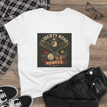 Liberty Road Rebels Vintage Americana Style Women's Midweight Cotton Tee T-Shirt