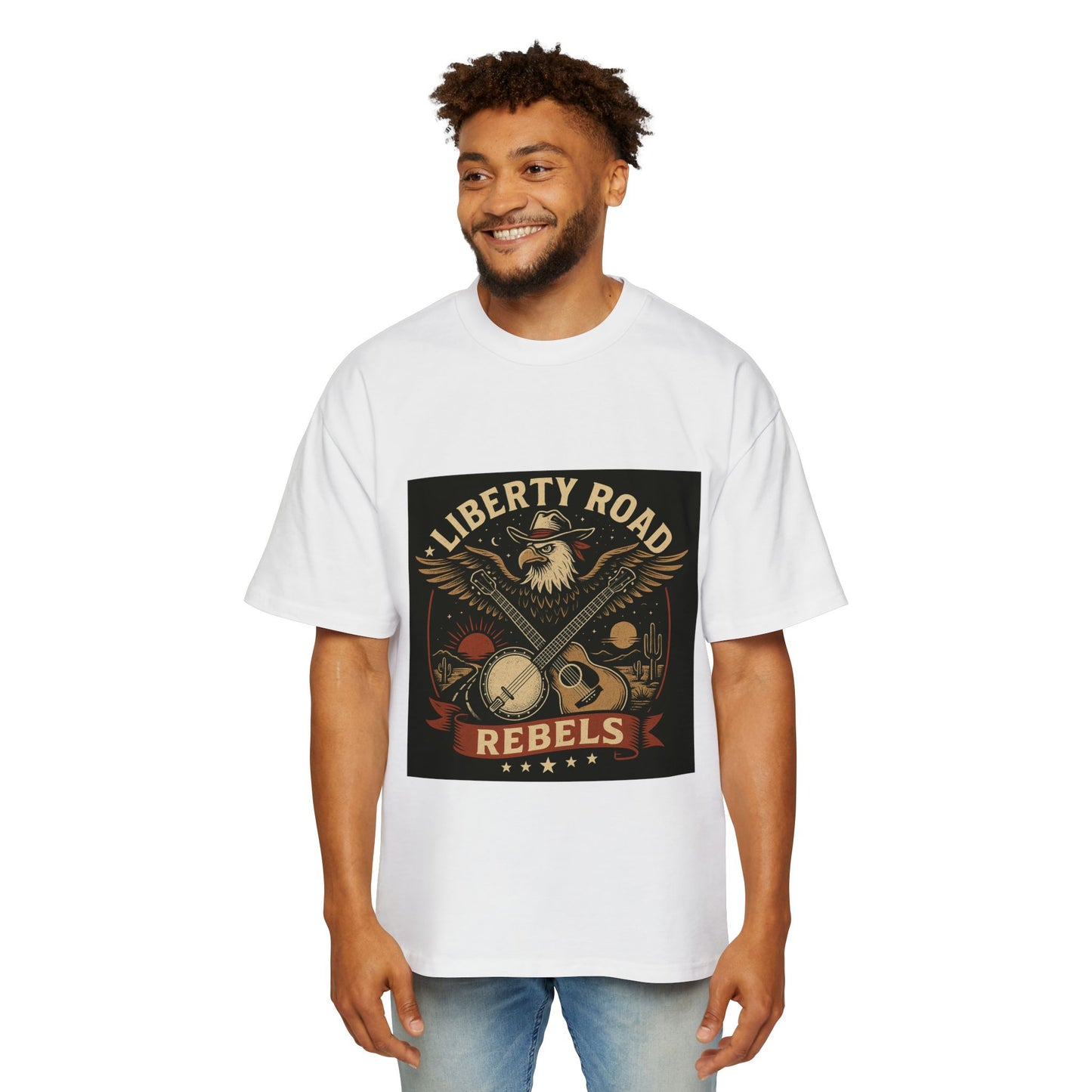 Liberty Road Rebels Vintage Americana Style Oversized Tee T-Shirt